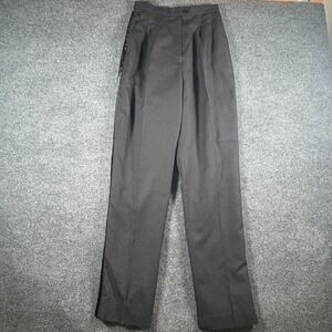 Dress Pants Womens 25x31.5 Black High Waisted Side Stripe Pleated Made in USA